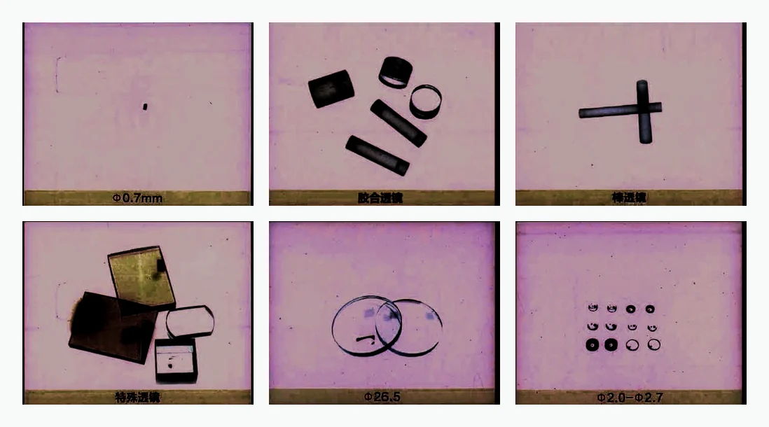 Micro lens samples with diameter markings